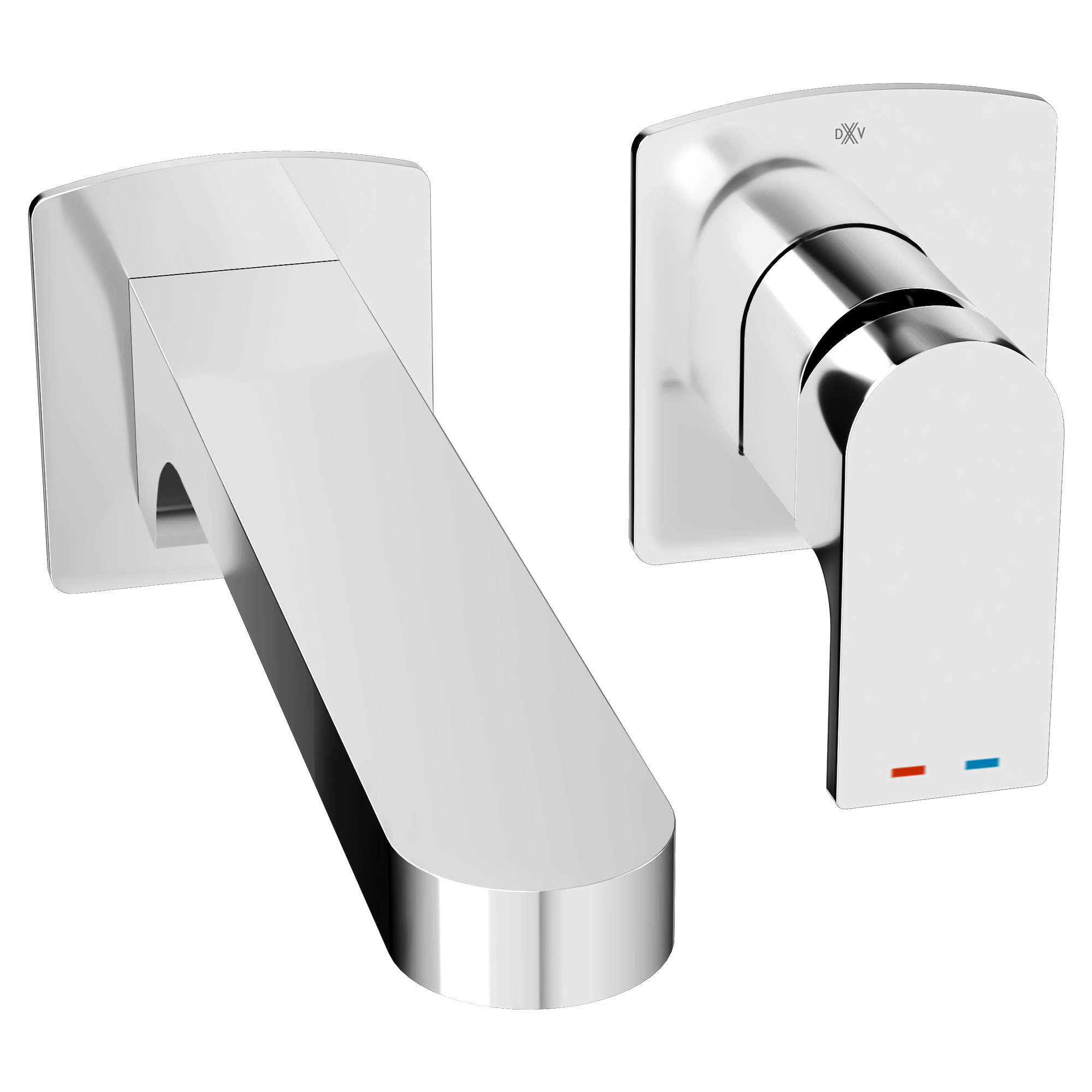 Equility Single Handle Wall Mount Bathroom Faucet with Indicator Markings and Lever Handle